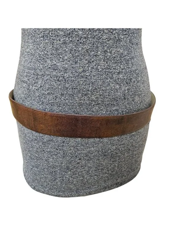 Chicos Belt Womens M Brown Lizard Pattern Polished Silvertone Buckle Western - Picture 6 of 10